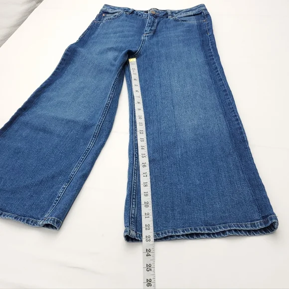Boden The York  Cropped Blue Jeans Wide Leg High Waist Side Stripe Size 8? - Picture 4 of 11